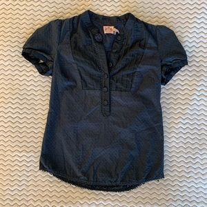 Juicy Couture Navy Blue Button Blouse Size 4